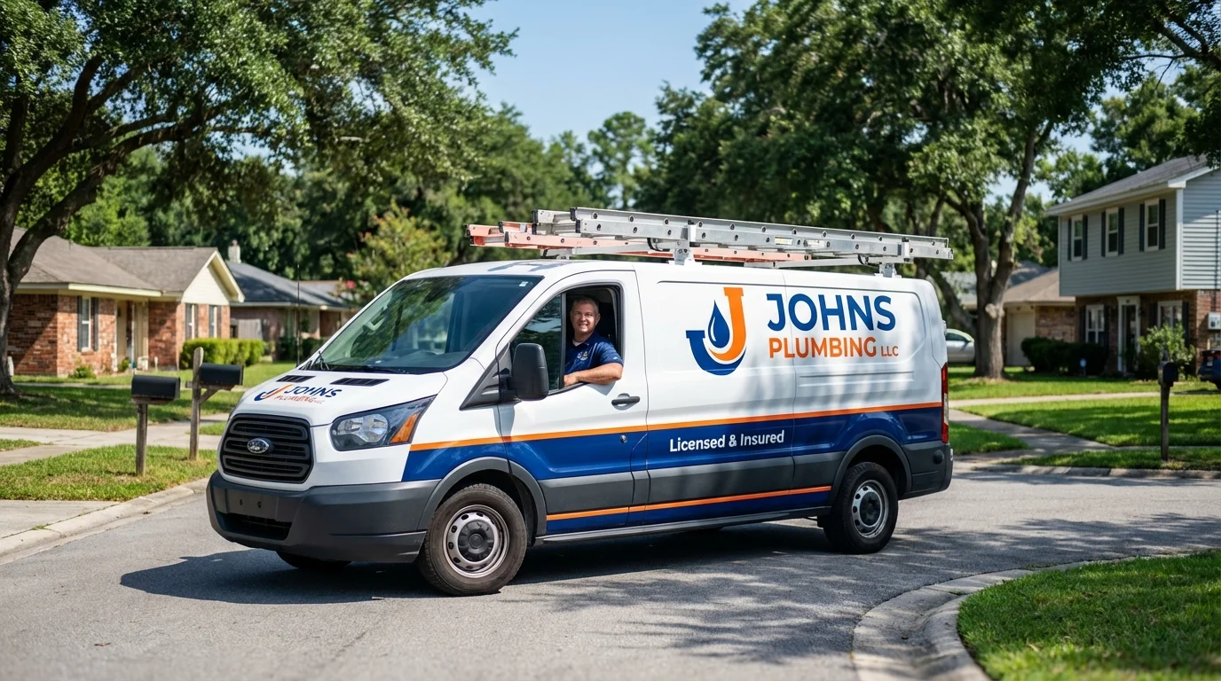 Johns Plumbing LLC service van in Petersburg, TX