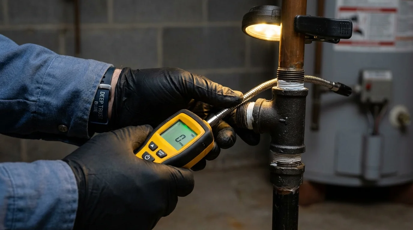 Gas leak detection with electronic sniffer by Johns Plumbing LLC in Petersburg